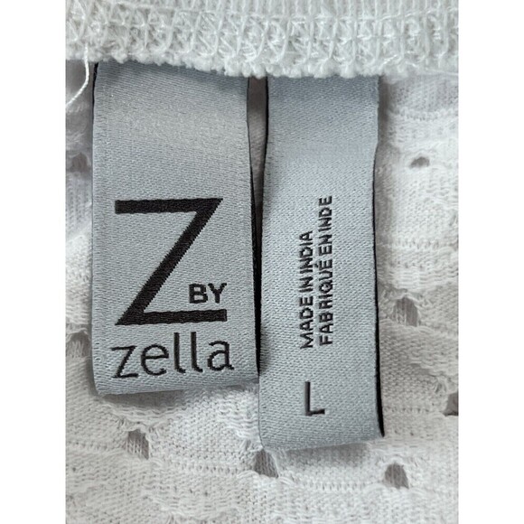 Z by ZELLA Womens Long Sleeve Pull Over Scoop Neck White Eyelet Swim Coverup L - Picture 7 of 9
